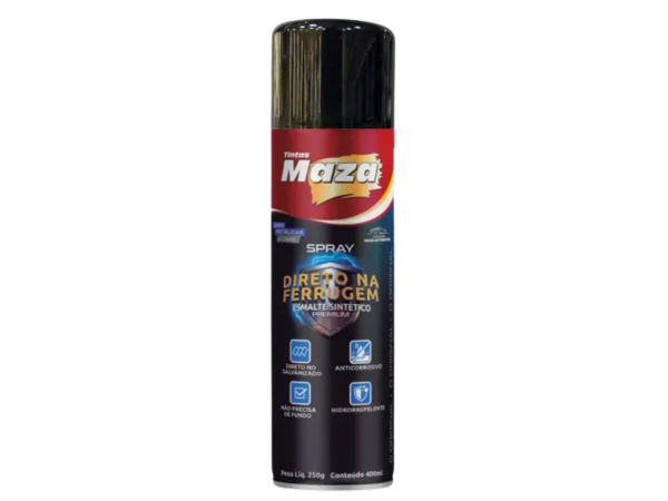 Imagem do produto Maza Spray Esmalte Sintético Direto na Ferrugem Metálico Preto Onix 250g