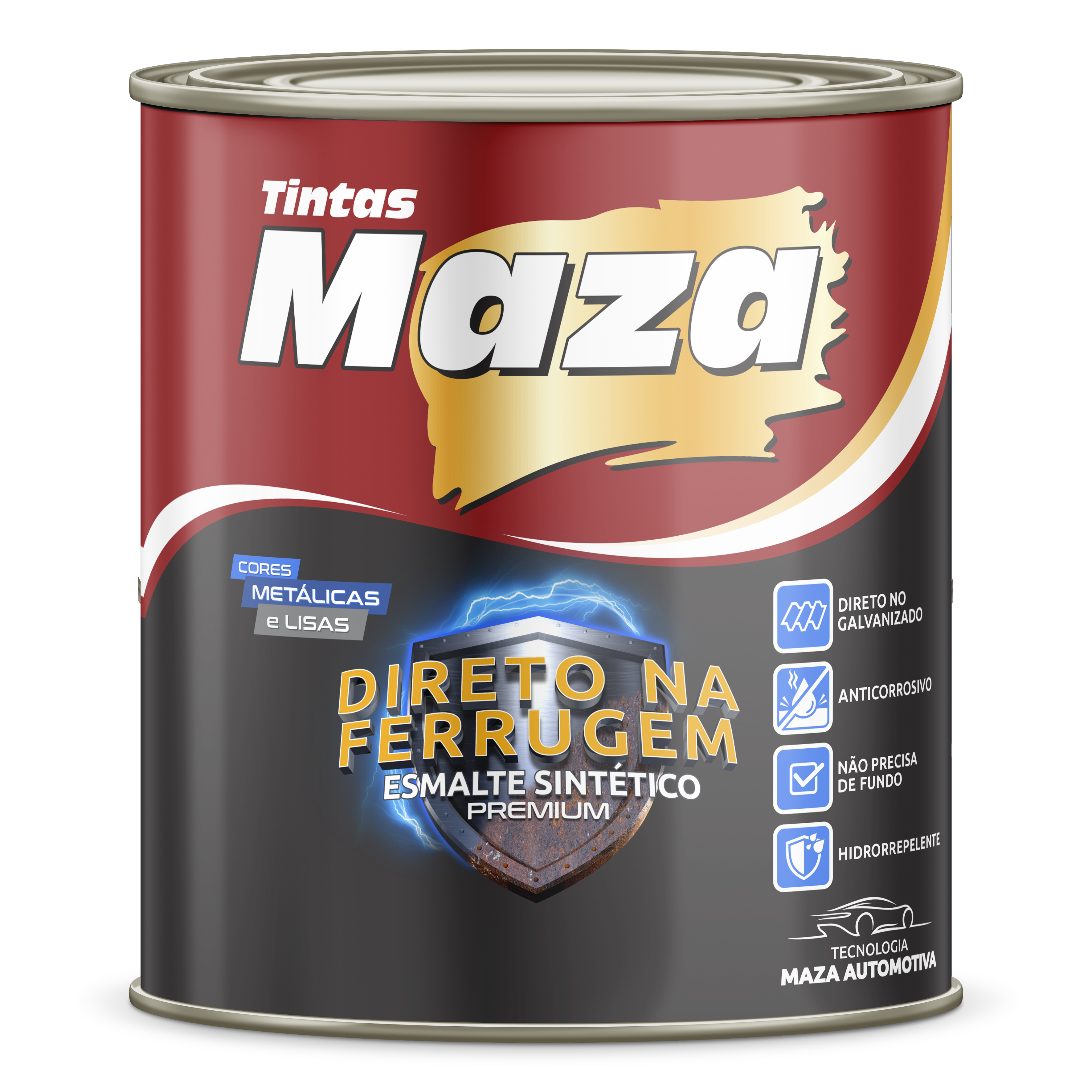 Imagem do produto Maza Esmalte Sintético Direto na Ferrugem Preto Fosco 900ml