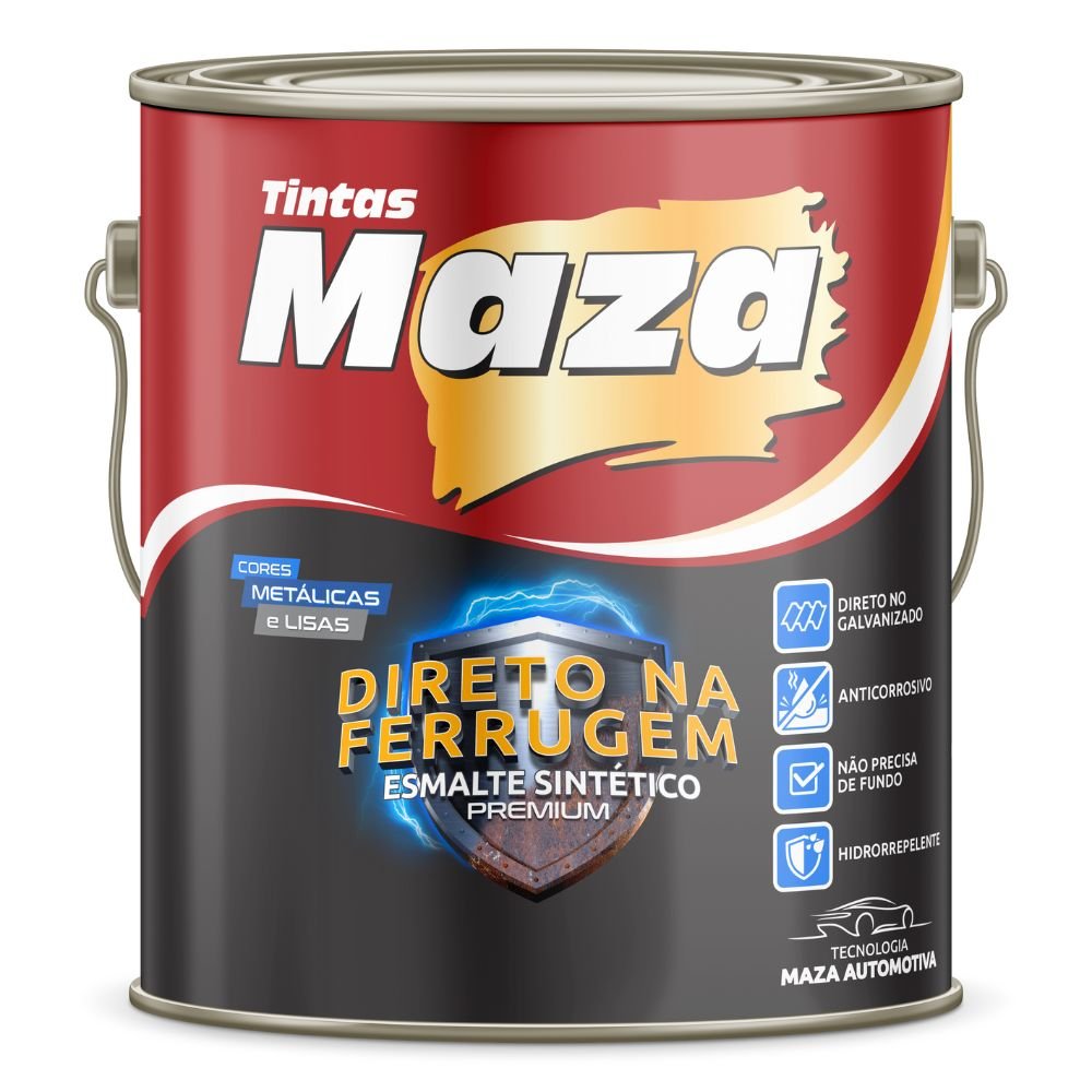 Imagem do produto Maza Esmalte Sintético Direto na Ferrugem Metálico Preto Onix 3,6L