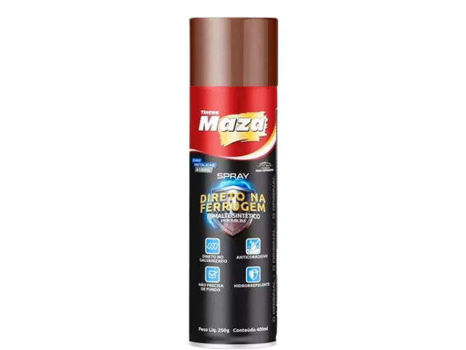 Imagem do produto Maza Spray Esmalte Sintético Direto na Ferrugem Marrom 250g